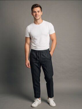 Club Monaco Men’s Tailored Jogger Pants Charcoal Grey Drawstring Trouser